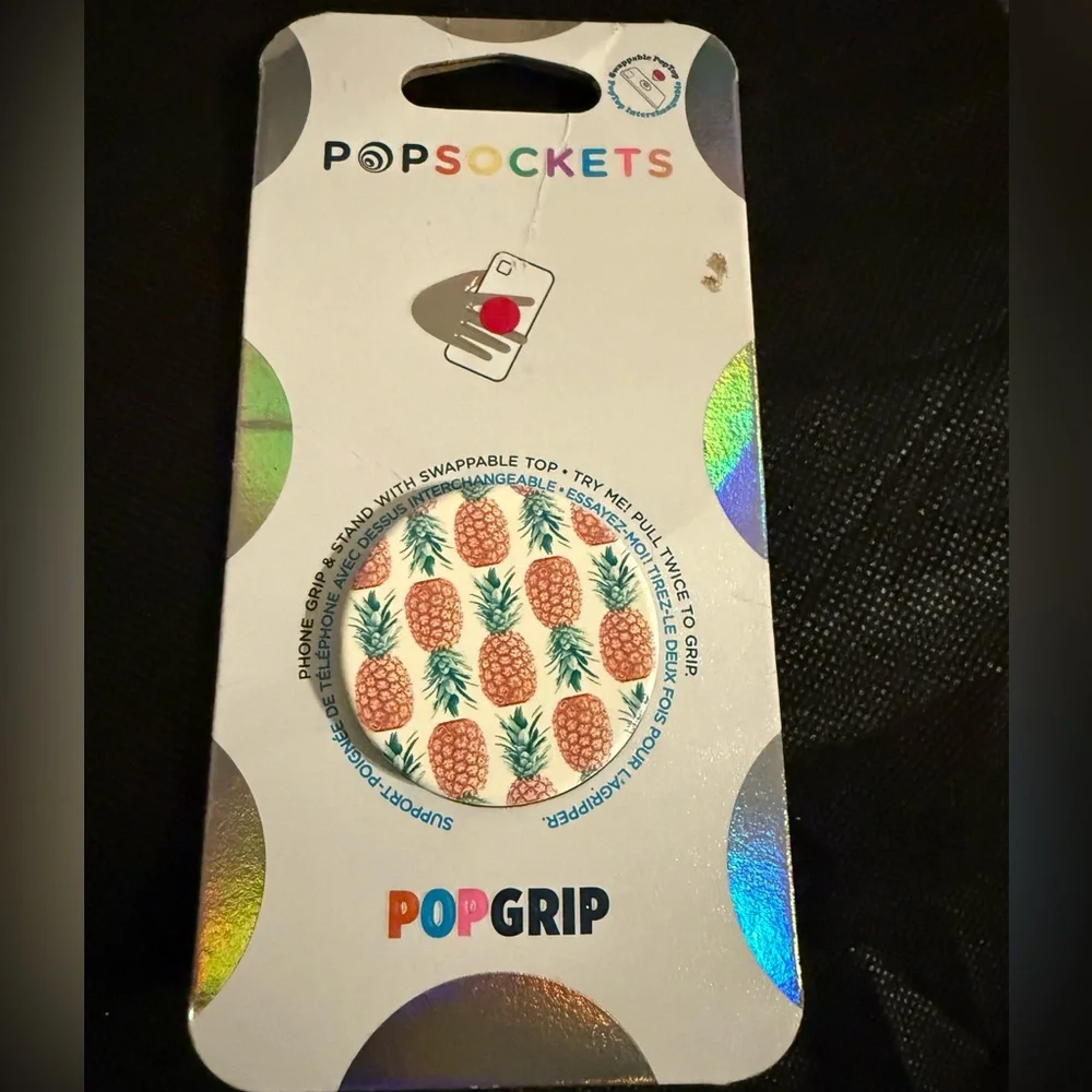 PopSockets Phone Grip Stand PALM TREES or PINEAPPLE POPGRIP Swappable Top New